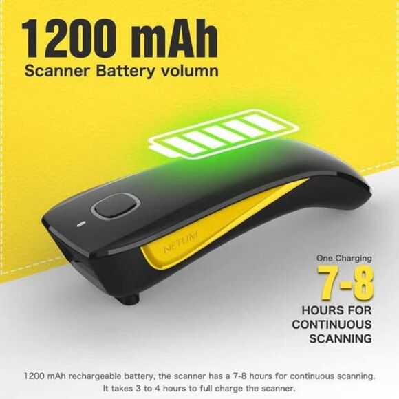NETUM QR Code Scanner, Mini Barcode Scanner Bluetooth Compatible, Small Portable - Picture 5 of 10
